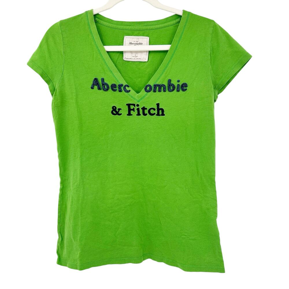 Abercrombie & Fitch A&F Womens Y2K Preppy Cotton V-Neck Short‎ Sleeve Tee Size L